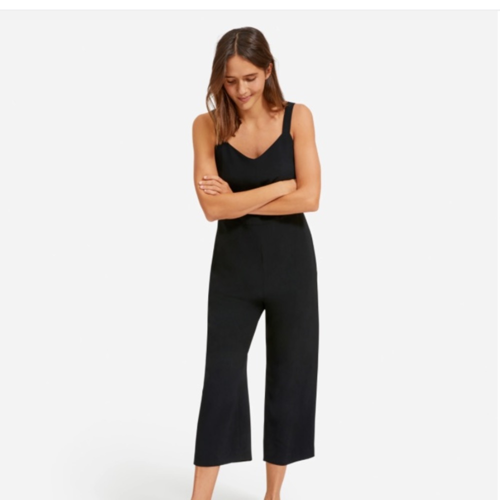 EVERLANE • NWT JAPANESE GOWEAVE SLIP JUMPSUIT SIZE 2 in Black